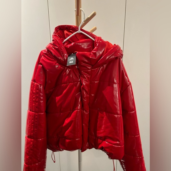 New with tags Ivy park adidas by Beyoncé red faux latex puffer. Large. - Picture 15 of 16